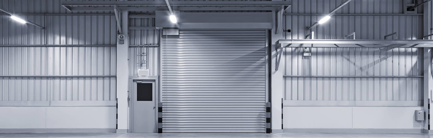 garage doors inside of commercial building