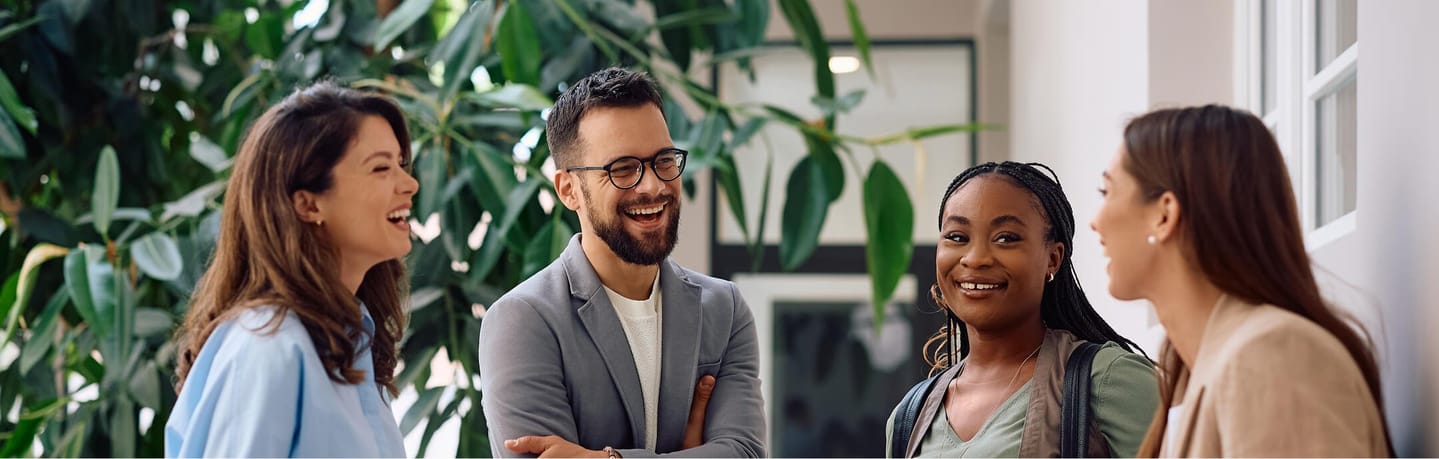 business team laughing