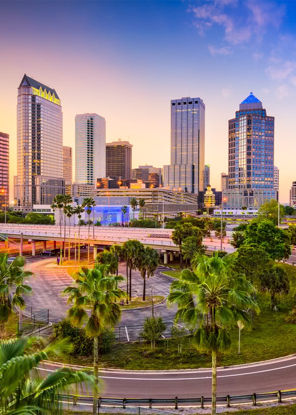 freeway and skyscrapers in Tampa, FL