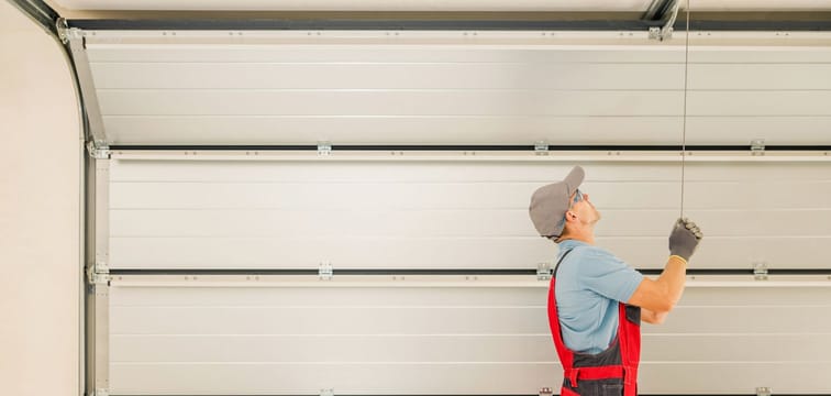 technician working on garage door