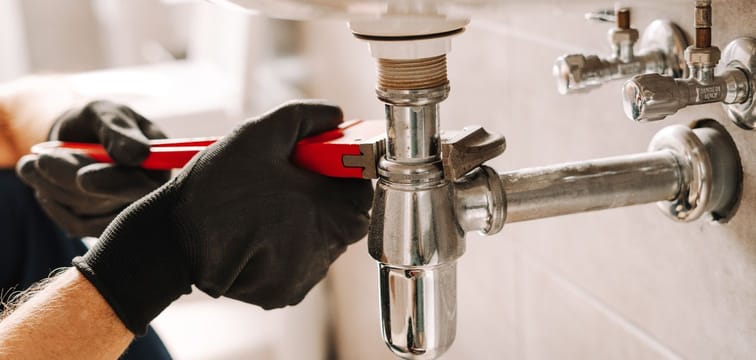 plumber working on bathroom sink